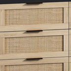 Commode de rangement en rotin à 6 tiroirs, Meuble à tiroirs en rotin