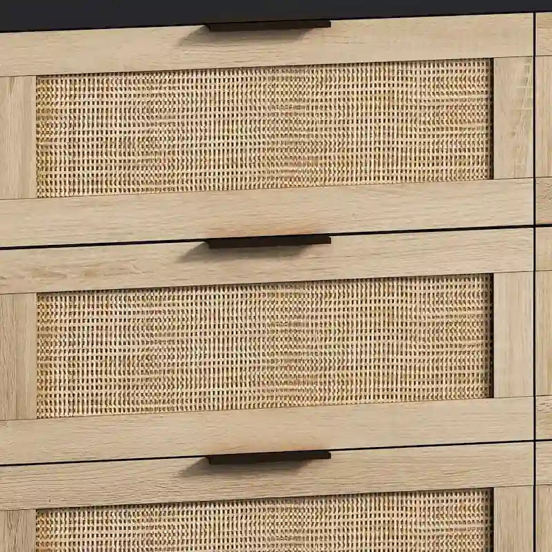 Commode de rangement en rotin à 6 tiroirs, Meuble à tiroirs en rotin