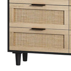 Commode de rangement en rotin à 6 tiroirs, Meuble à tiroirs en rotin