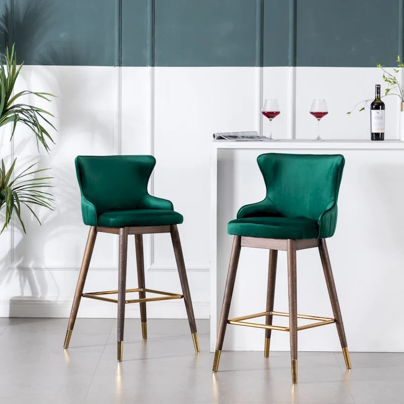 Tabourets de bar à dossier ailé recouverts de tissu (lot de 2)