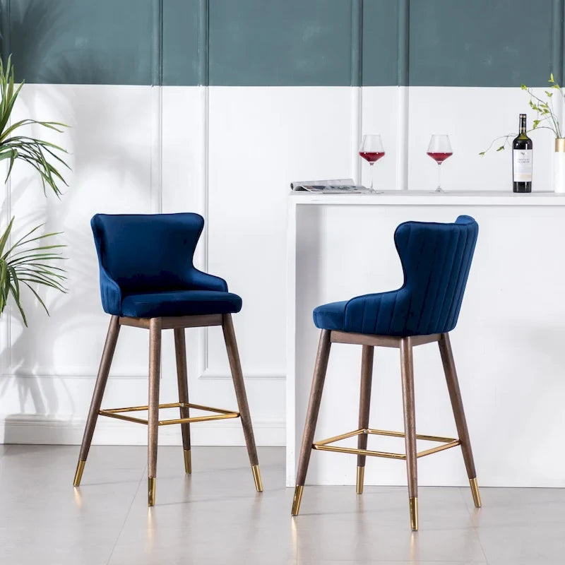 Tabourets de bar à dossier ailé recouverts de tissu (lot de 2)