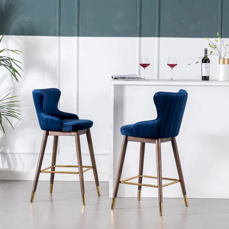 Tabourets de bar à dossier ailé recouverts de tissu (lot de 2)