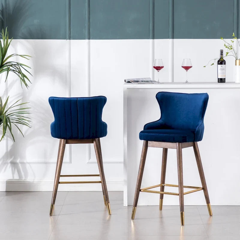 Tabourets de bar à dossier ailé recouverts de tissu (lot de 2)