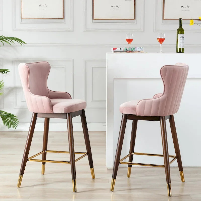 Tabourets de bar à dossier ailé recouverts de tissu (lot de 2)