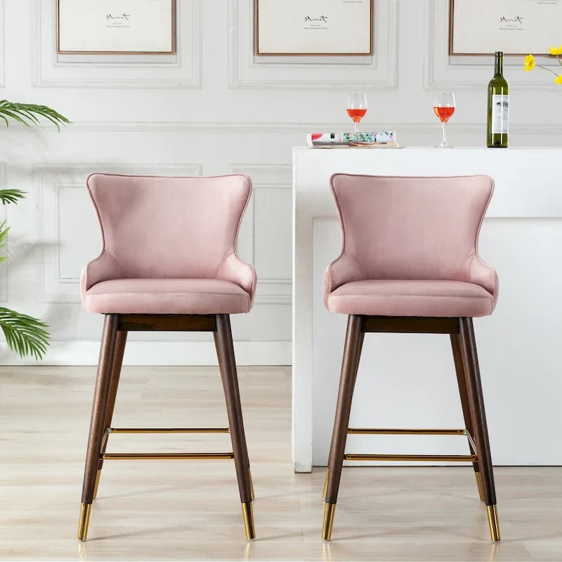 Tabourets de bar à dossier ailé recouverts de tissu (lot de 2)