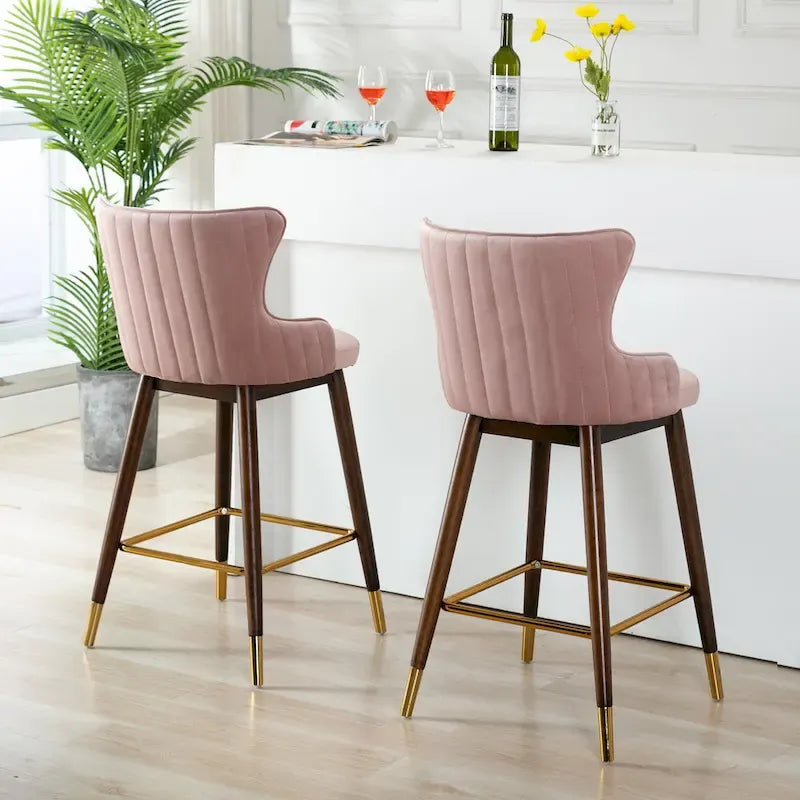 Tabourets de bar à dossier ailé recouverts de tissu (lot de 2)