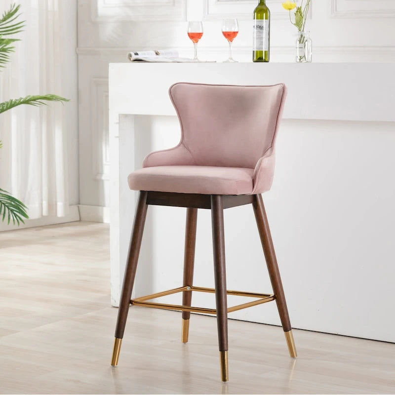 Tabourets de bar à dossier ailé recouverts de tissu (lot de 2)