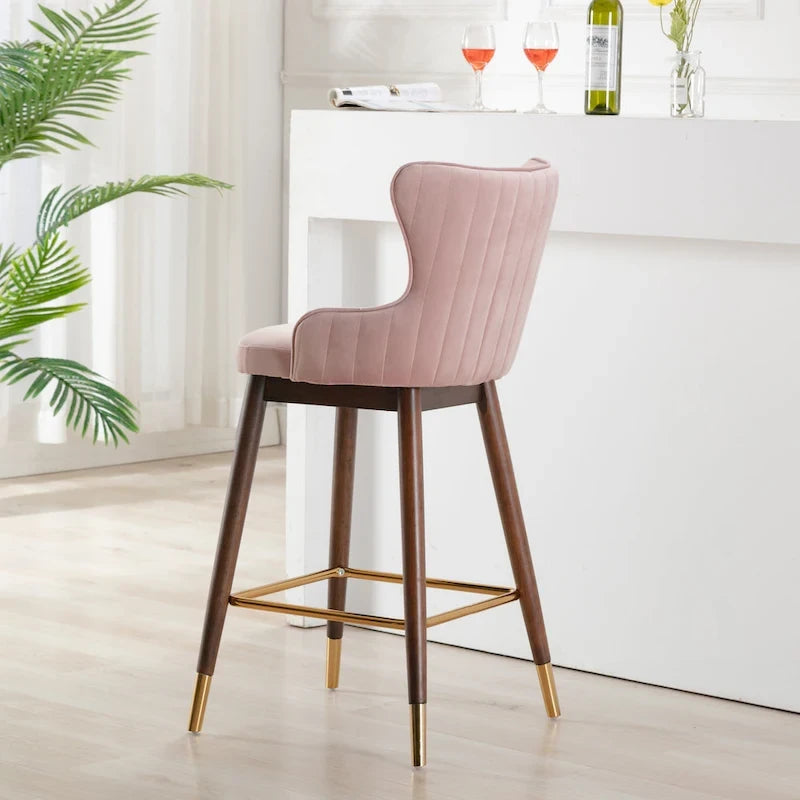 Tabourets de bar à dossier ailé recouverts de tissu (lot de 2)