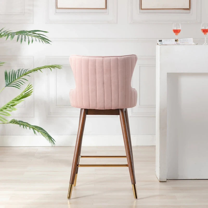 Tabourets de bar à dossier ailé recouverts de tissu (lot de 2)