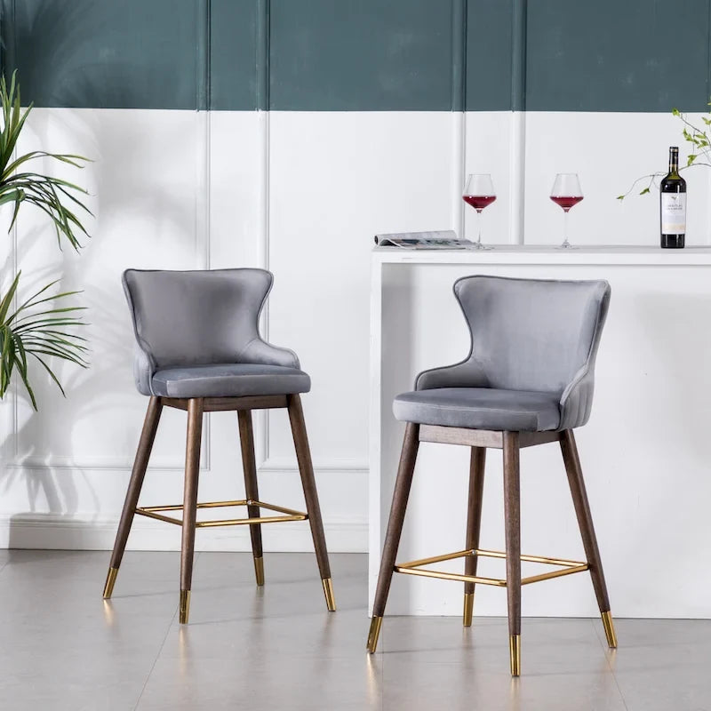 Tabourets de bar à dossier ailé recouverts de tissu (lot de 2)