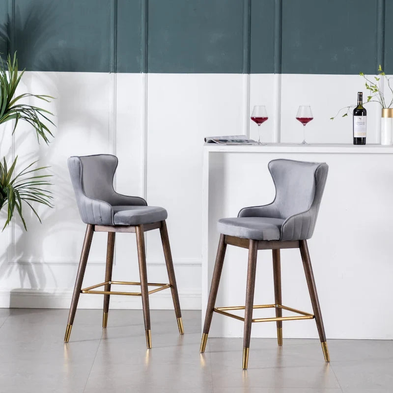 Tabourets de bar à dossier ailé recouverts de tissu (lot de 2)