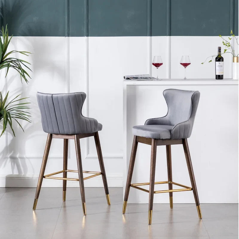 Tabourets de bar à dossier ailé recouverts de tissu (lot de 2)