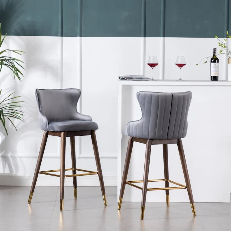 Tabourets de bar à dossier ailé recouverts de tissu (lot de 2)