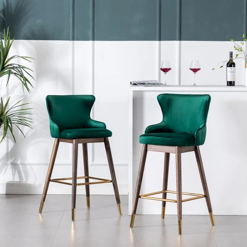 Tabourets de bar à dossier ailé recouverts de tissu (lot de 2)