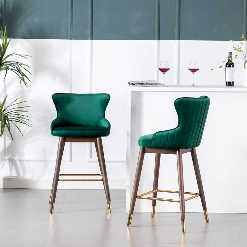 Tabourets de bar à dossier ailé recouverts de tissu (lot de 2)