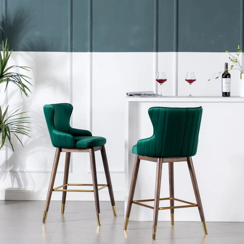 Tabourets de bar à dossier ailé recouverts de tissu (lot de 2)