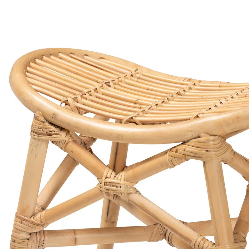 Repose-pieds Elgon en rotin naturel marron style bohème moderne
