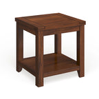 Table d'appoint Llat cerisier de transition en bois massif 61 cm avec 1 étagère