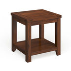 Table d'appoint Llat cerisier de transition en bois massif 61 cm avec 1 étagère