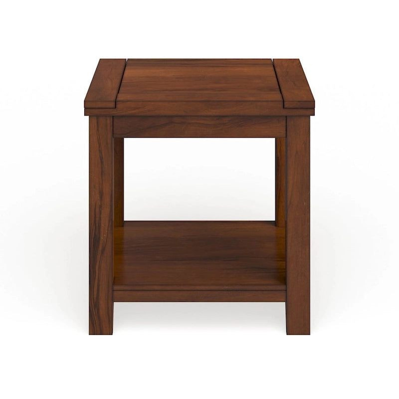 Table d'appoint Llat cerisier de transition en bois massif 61 cm avec 1 étagère