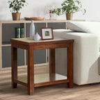 Table d'appoint Llat cerisier de transition en bois massif 61 cm avec 1 étagère