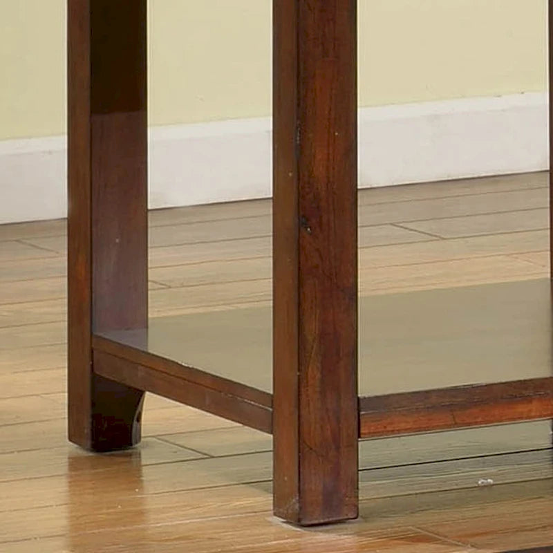 Table d'appoint Llat cerisier de transition en bois massif 61 cm avec 1 étagère