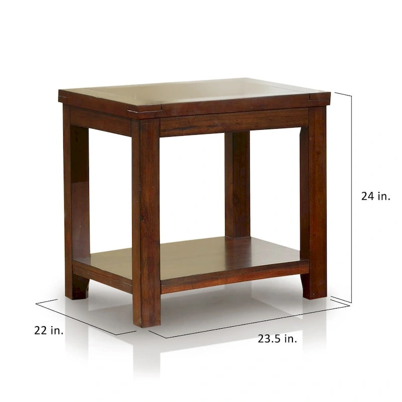 Table d'appoint Llat cerisier de transition en bois massif 61 cm avec 1 étagère