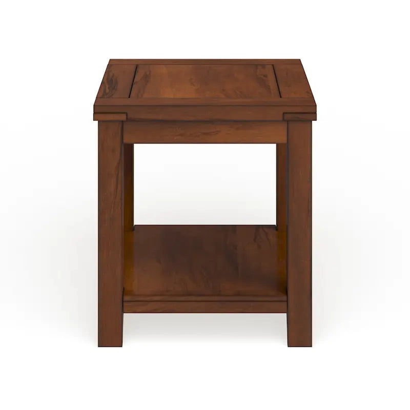 Table d'appoint Llat cerisier de transition en bois massif 61 cm avec 1 étagère