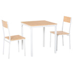 Ensemble de salle à manger carré 3 pièces en bois avec 1 table et 2 chaises et cadre en métal robuste, blanc