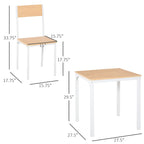 Ensemble de salle à manger carré 3 pièces en bois avec 1 table et 2 chaises et cadre en métal robuste, blanc