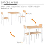 Ensemble de salle à manger carré 3 pièces en bois avec 1 table et 2 chaises et cadre en métal robuste, blanc