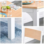 Ensemble de salle à manger carré 3 pièces en bois avec 1 table et 2 chaises et cadre en métal robuste, blanc