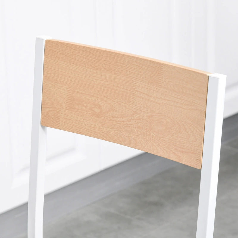 Ensemble de salle à manger carré 3 pièces en bois avec 1 table et 2 chaises et cadre en métal robuste, blanc