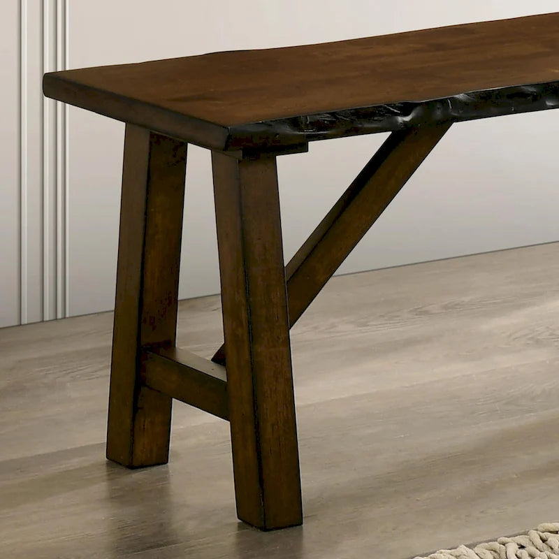 Banc en bois brun Leesie Rustic Farmhouse Live Edge