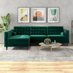Canapé d'angle moderne en velours vert Ora pour salon