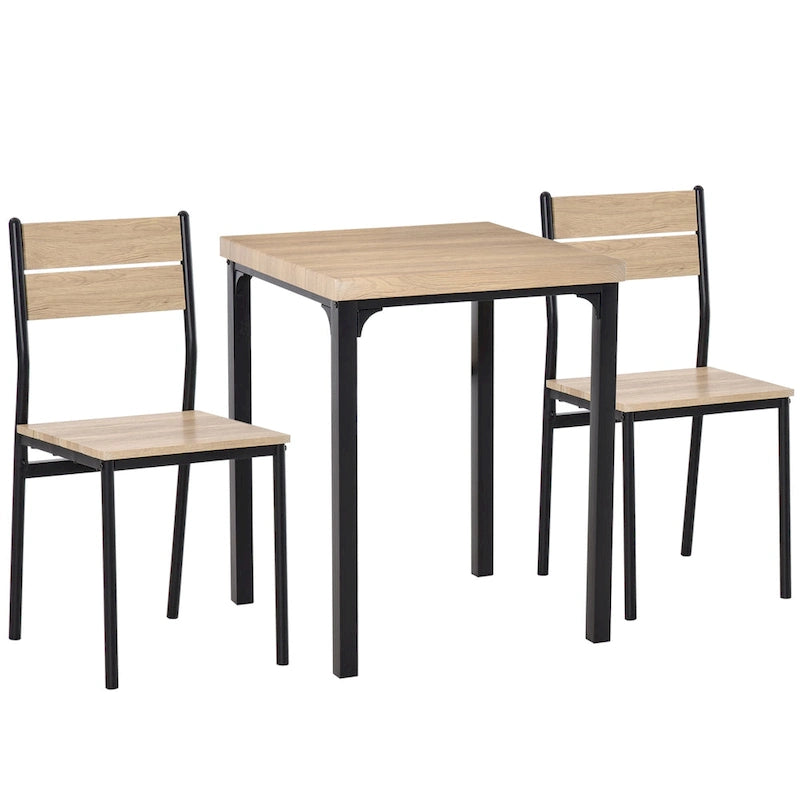 Table de salle à manger de cuisine 3 pièces rustique en bois de campagne avec 2 chaises assorties et design polyvalent pour petit espace
