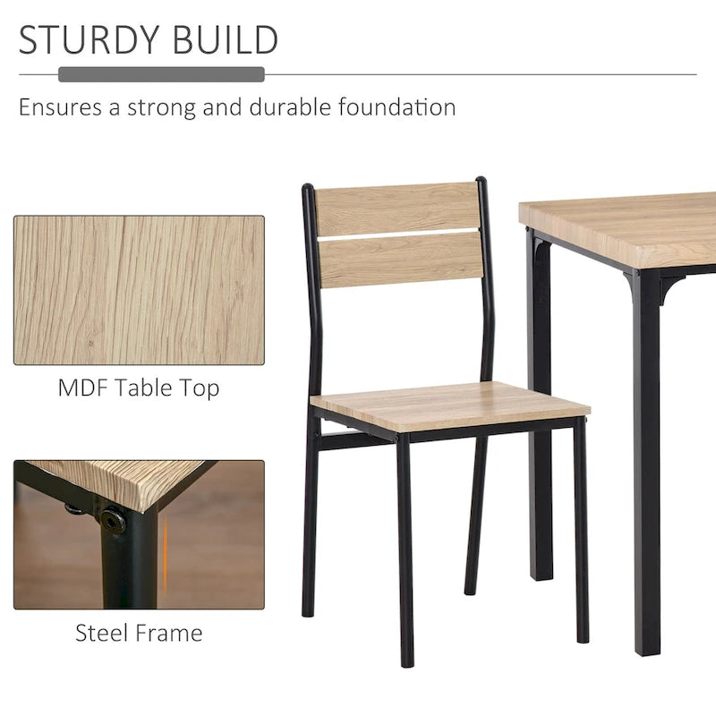 Table de salle à manger de cuisine 3 pièces rustique en bois de campagne avec 2 chaises assorties et design polyvalent pour petit espace