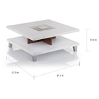 Table basse profil bas avec insert en verre Sele Modern White de 81 cm