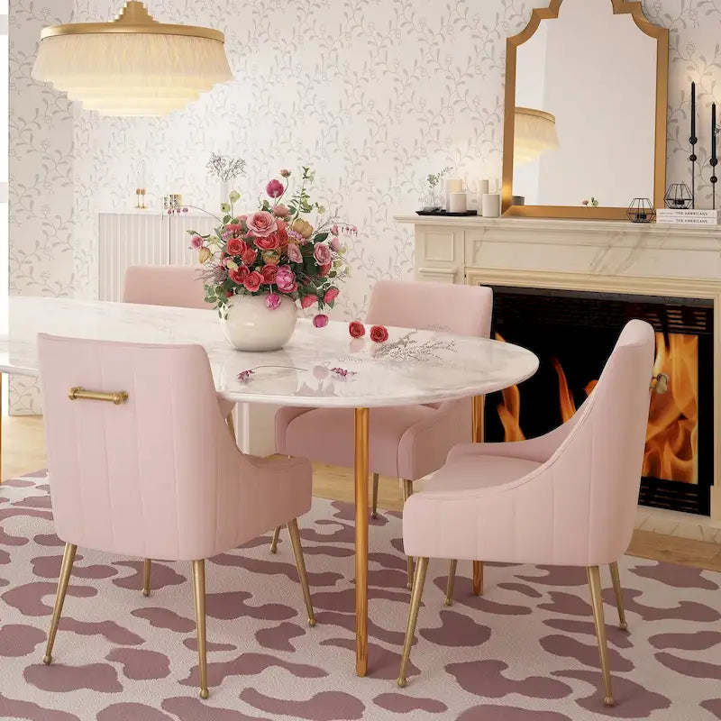 Chaise de salle à manger Irina en velours avec pieds en acier inoxydable