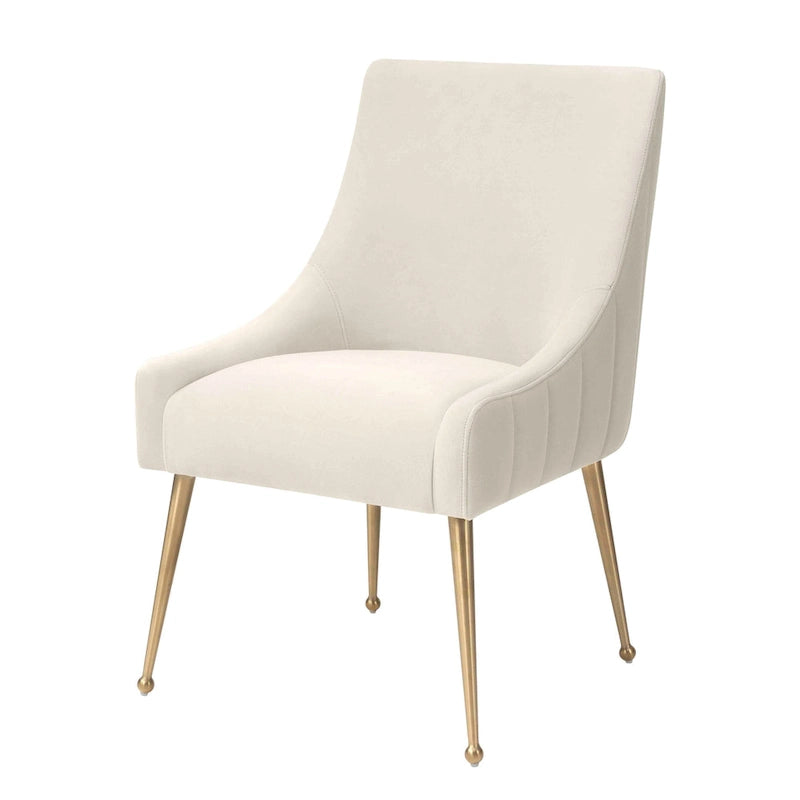Chaise de salle à manger Irina en velours avec pieds en acier inoxydable