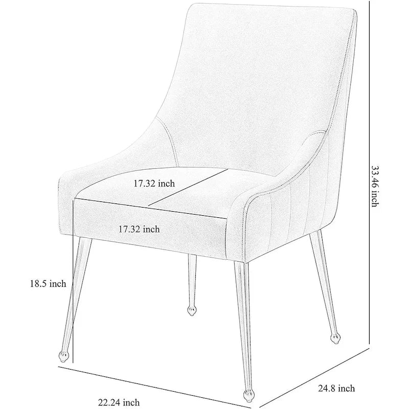 Chaise de salle à manger Irina en velours avec pieds en acier inoxydable
