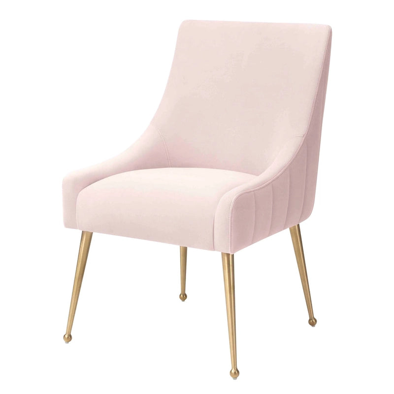 Chaise de salle à manger Irina en velours avec pieds en acier inoxydable