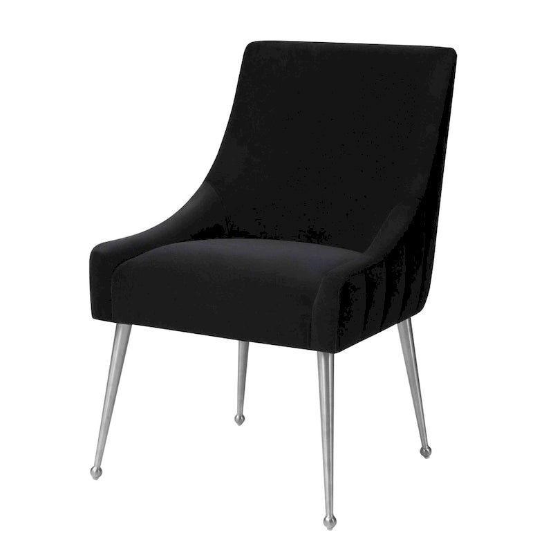 Chaise de salle à manger Irina en velours avec pieds en acier inoxydable