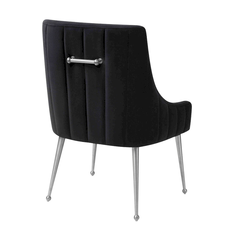 Chaise de salle à manger Irina en velours avec pieds en acier inoxydable