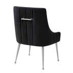 Chaise de salle à manger Irina en velours avec pieds en acier inoxydable