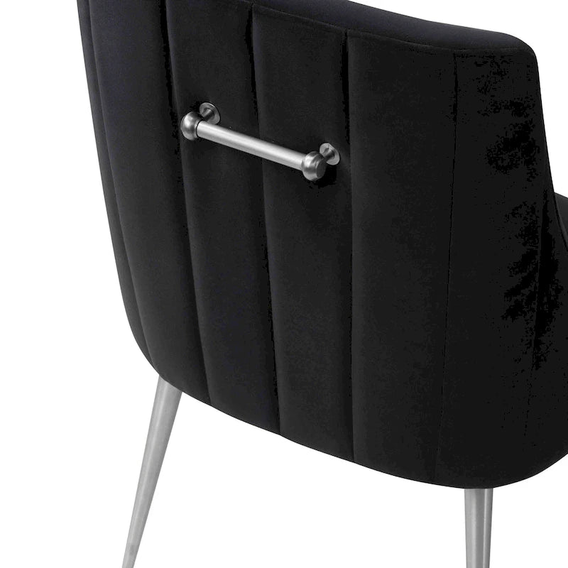 Chaise de salle à manger Irina en velours avec pieds en acier inoxydable