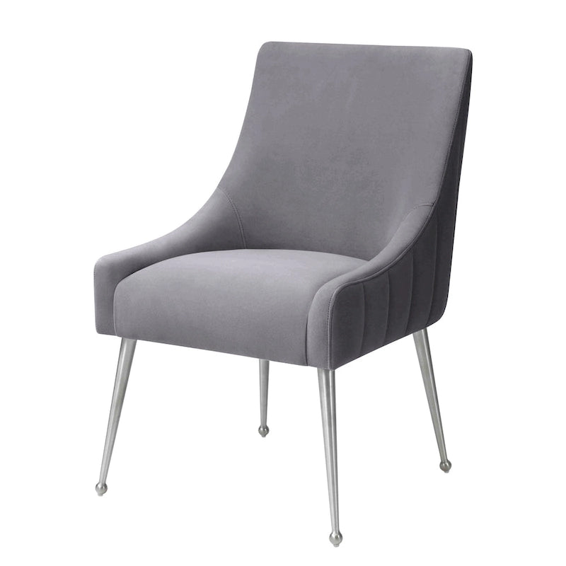 Chaise de salle à manger Irina en velours avec pieds en acier inoxydable