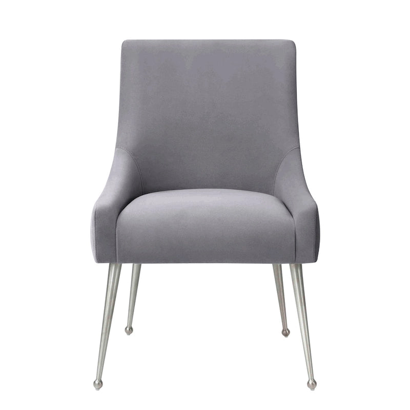 Chaise de salle à manger Irina en velours avec pieds en acier inoxydable