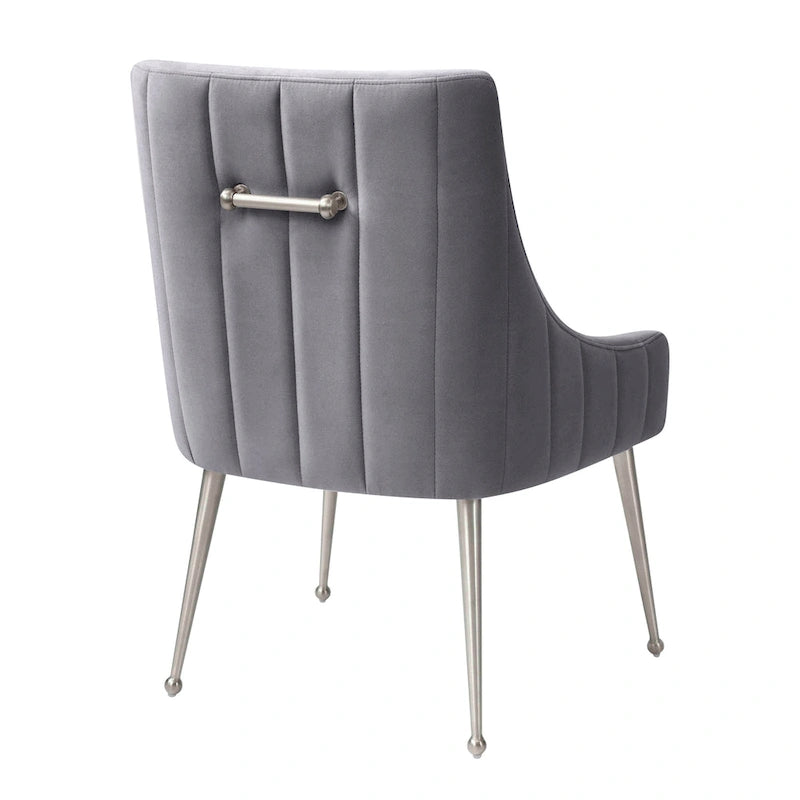 Chaise de salle à manger Irina en velours avec pieds en acier inoxydable