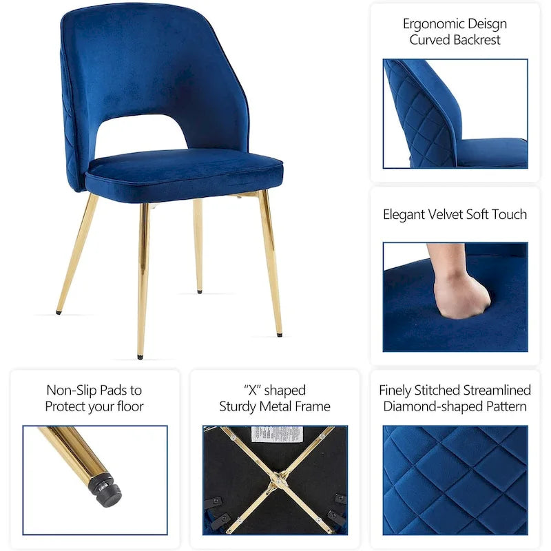 Lot de 4 chaises de maison rembourrées avec dossier creux
